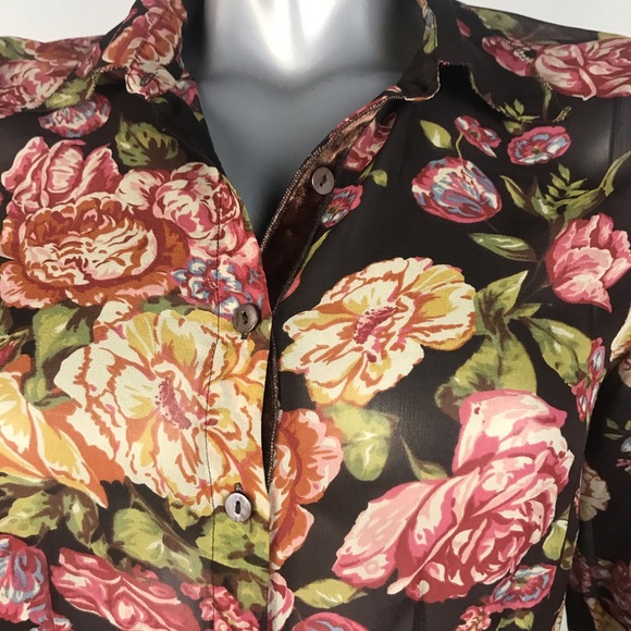 CAbi Silk Rose Blouse Sz Medium - Picture 2 of 5